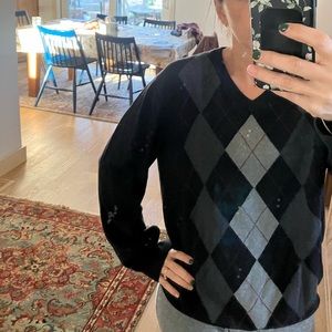 Black argyle sweater size medium